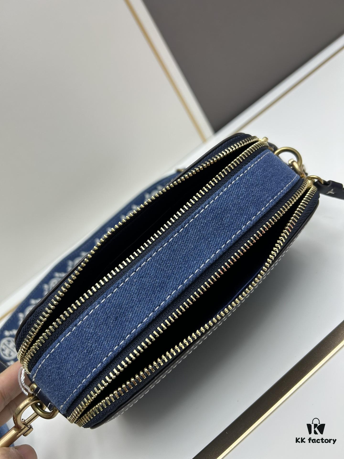 6930b26b6e68136f4d9ad95c Authentic Quality Tory Burch New Denim Camera Bag Miller Shoulder Crossbody Bag, Denim Blue, Perfect for Spring and Summer, Lightweight Travel