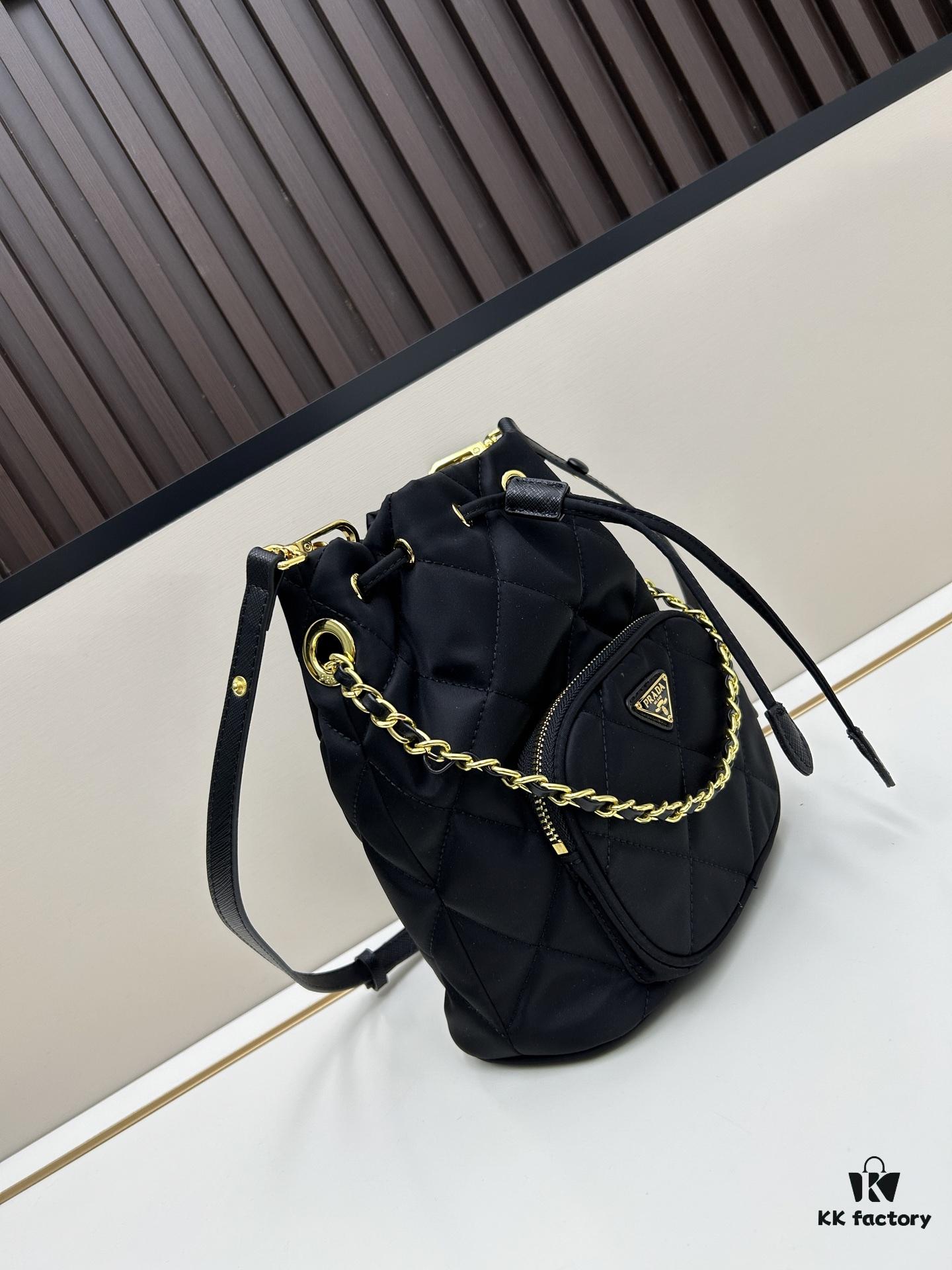 PRADA Mini Black and Gold Bucket Bag 🧚 So Elegant~