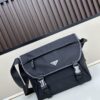 6930b35a6e68136f4d9adabf Prada RE-NYLON Recycled Nylon and Saffiano Leather Shoulder Bag! Crossbody Messenger Bag, Unisex! Parachute Fabric with Crosshatch Calfskin, Zippered Compartment at Back, Another Zippered Pocket on the Flap! Two Snap Closures at the Opening for Security and Practicality! Adjustable Shoulder Strap! Size 30 x 25 cm, Model 2387