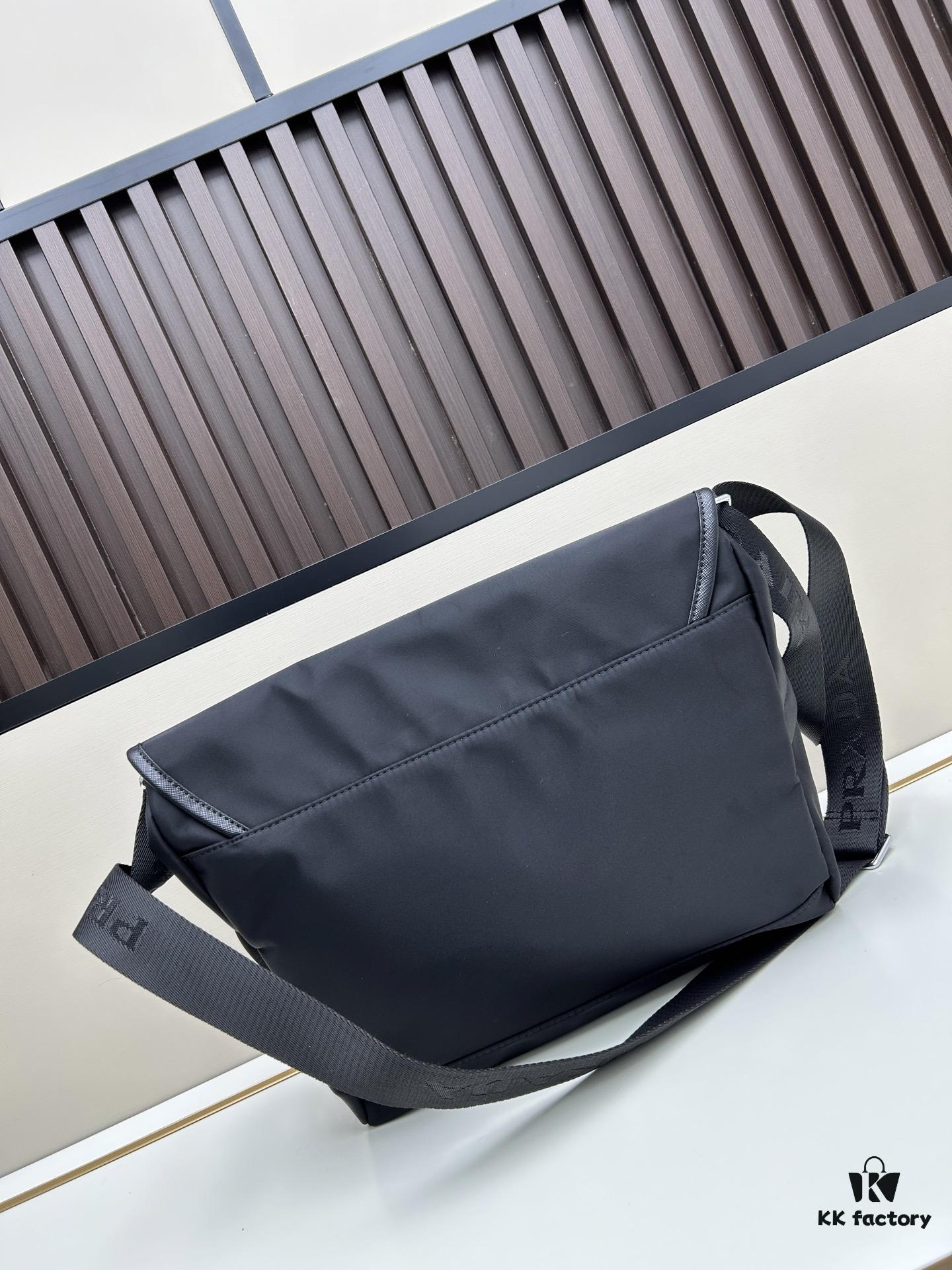 6930b35b6e68136f4d9adac1 Prada RE-NYLON Recycled Nylon and Saffiano Leather Shoulder Bag! Crossbody Messenger Bag, Unisex! Parachute Fabric with Crosshatch Calfskin, Zippered Compartment at Back, Another Zippered Pocket on the Flap! Two Snap Closures at the Opening for Security and Practicality! Adjustable Shoulder Strap! Size 30 x 25 cm, Model 2387
