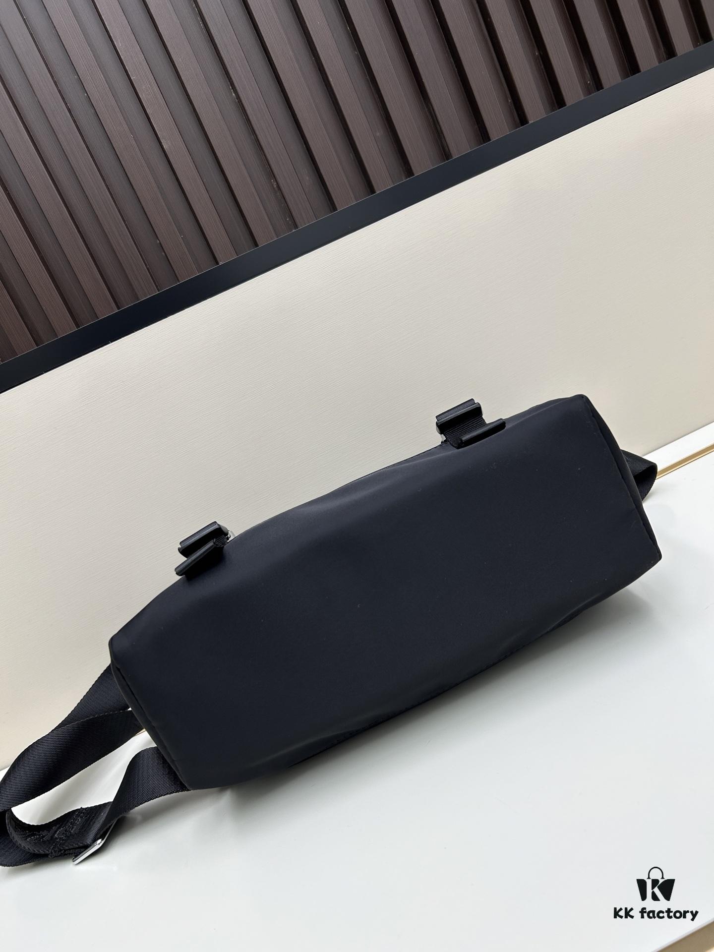 6930b35e6e68136f4d9adac4 Prada RE-NYLON Recycled Nylon and Saffiano Leather Shoulder Bag! Crossbody Messenger Bag, Unisex! Parachute Fabric with Crosshatch Calfskin, Zippered Compartment at Back, Another Zippered Pocket on the Flap! Two Snap Closures at the Opening for Security and Practicality! Adjustable Shoulder Strap! Size 30 x 25 cm, Model 2387