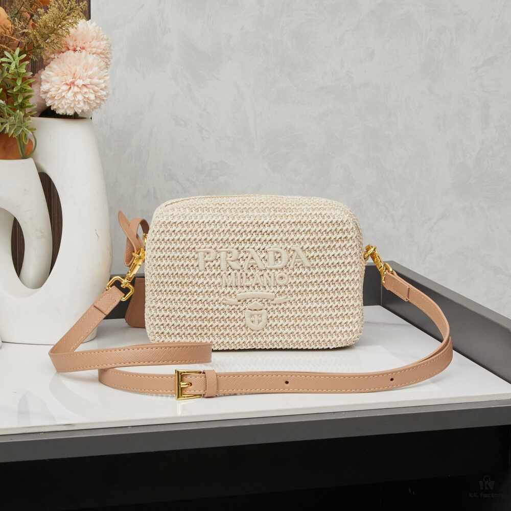 6930b36f6e68136f4d9adada Prada New Raffia Camera Bag Model 2376 with Box Size 20x12x8