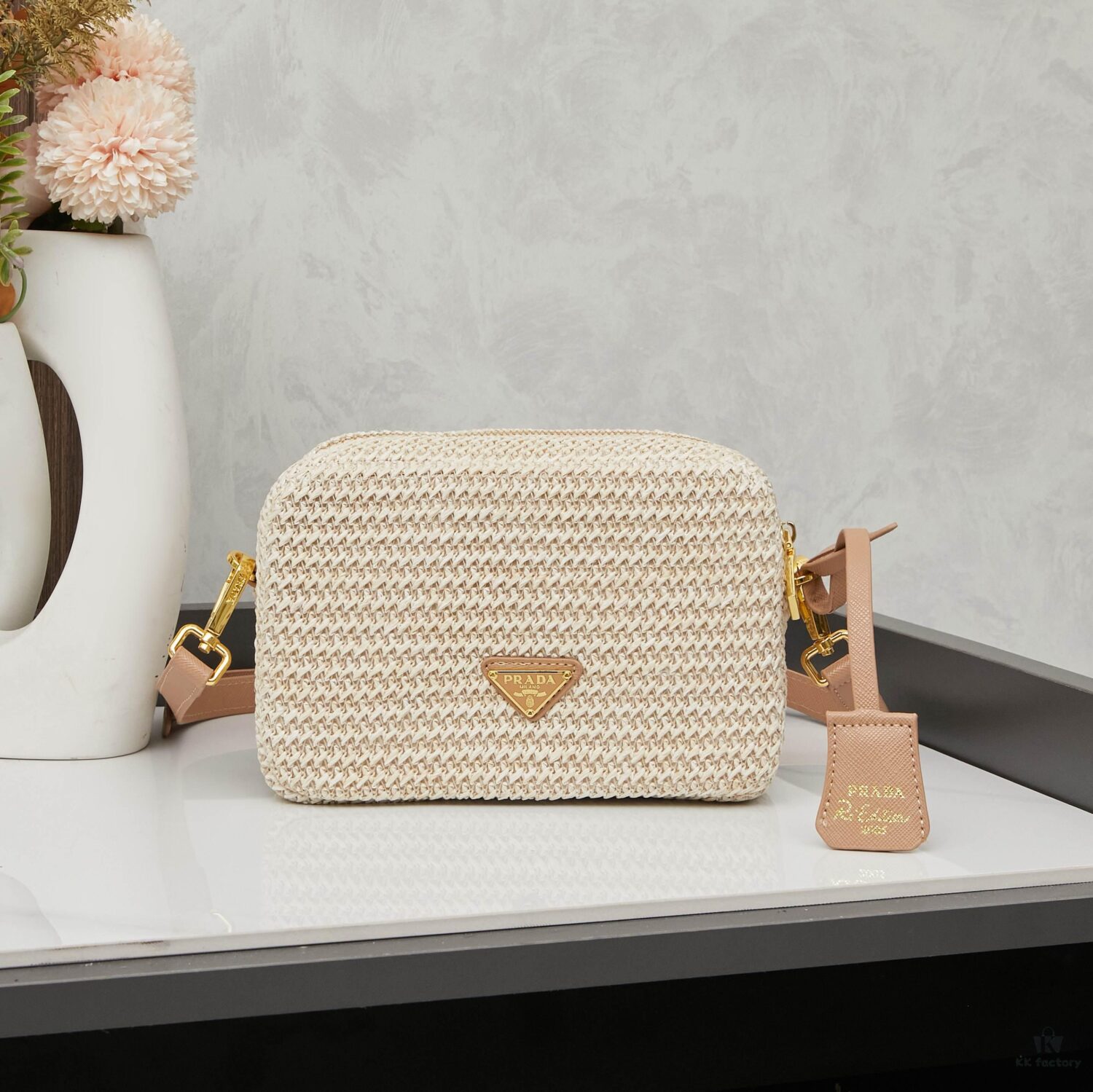 6930b3716e68136f4d9adadd Prada New Raffia Camera Bag Model 2376 with Box Size 20x12x8