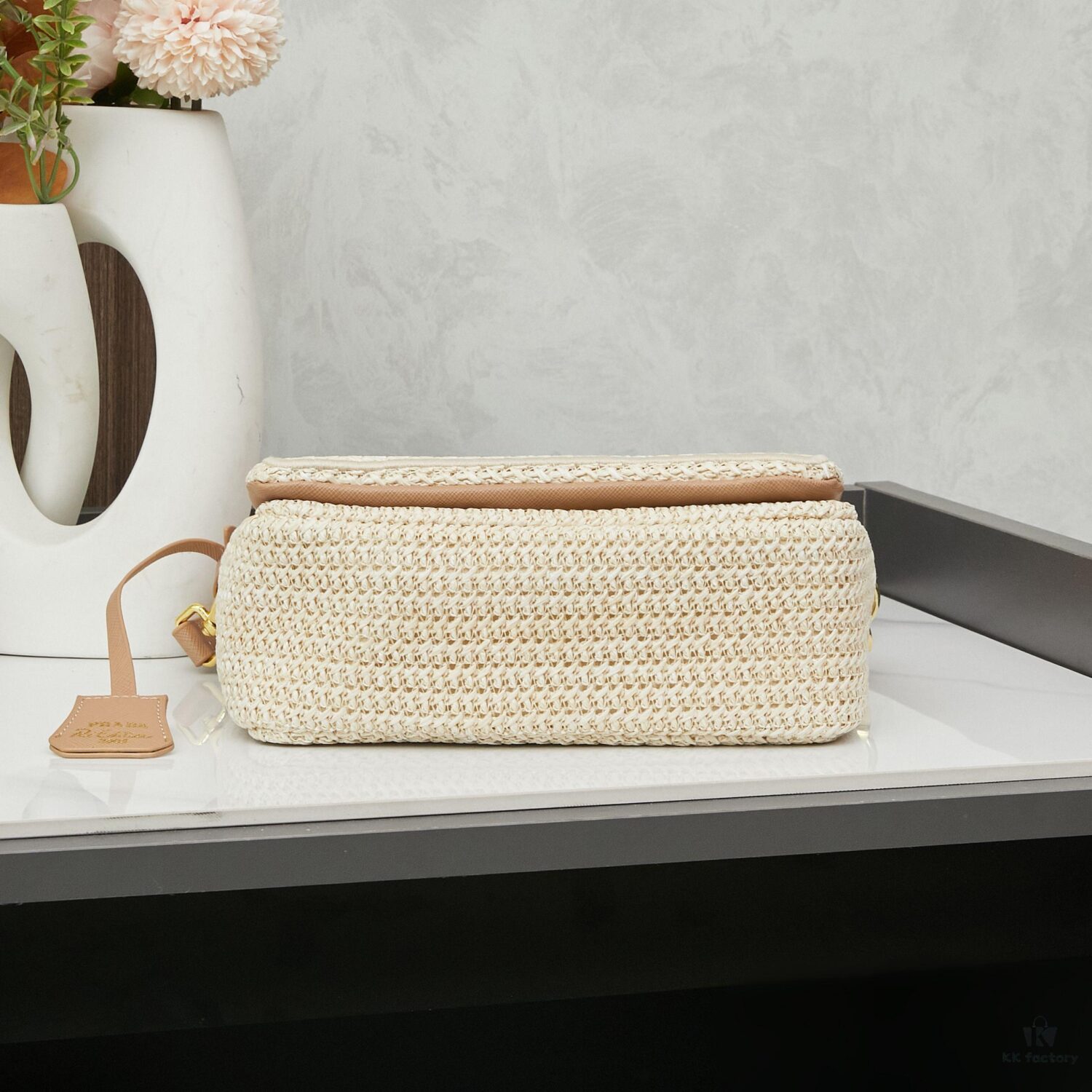 6930b3856e68136f4d9adaf7 Raffia Woven Camera Bag, Model No. 2385, Box Size 20x12x8