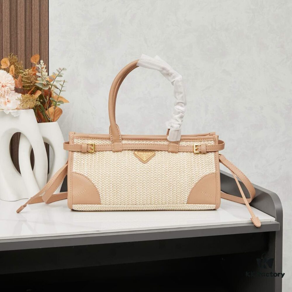 6930b3986e68136f4d9adb15 PRADA Summer It Bag – Handwoven Rattan Tote with Italian Vegetable-Tanned Leather Trim, Size 32×15×11