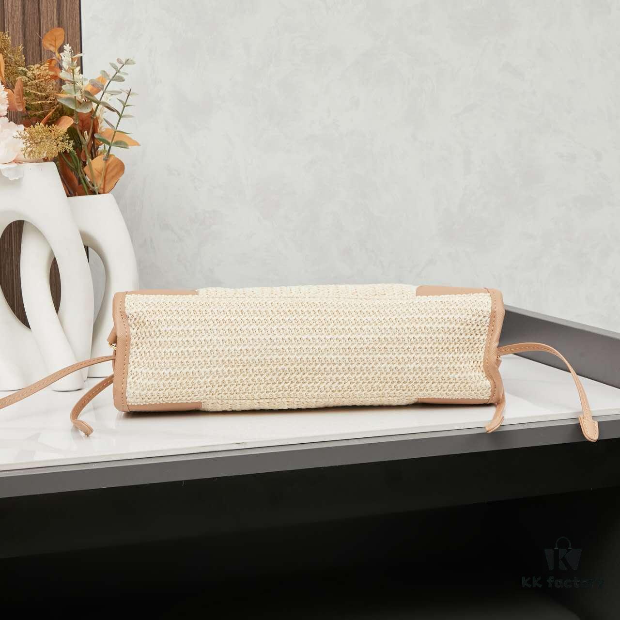 6930b39a6e68136f4d9adb1a PRADA Summer It Bag – Handwoven Rattan Tote with Italian Vegetable-Tanned Leather Trim, Size 32×15×11