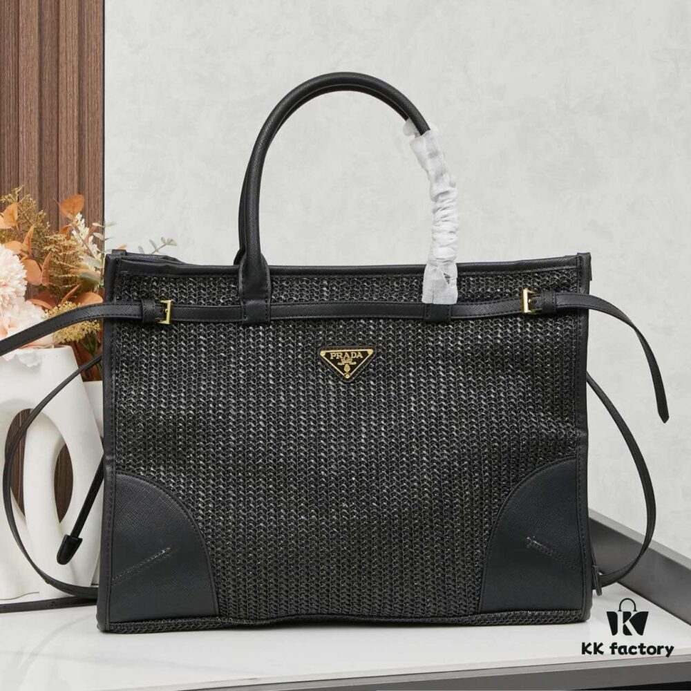 6930b39d6e68136f4d9adb1e Prada Woven Bag, Stylish and Versatile Tote for Daily Commute, Size 38×30×12