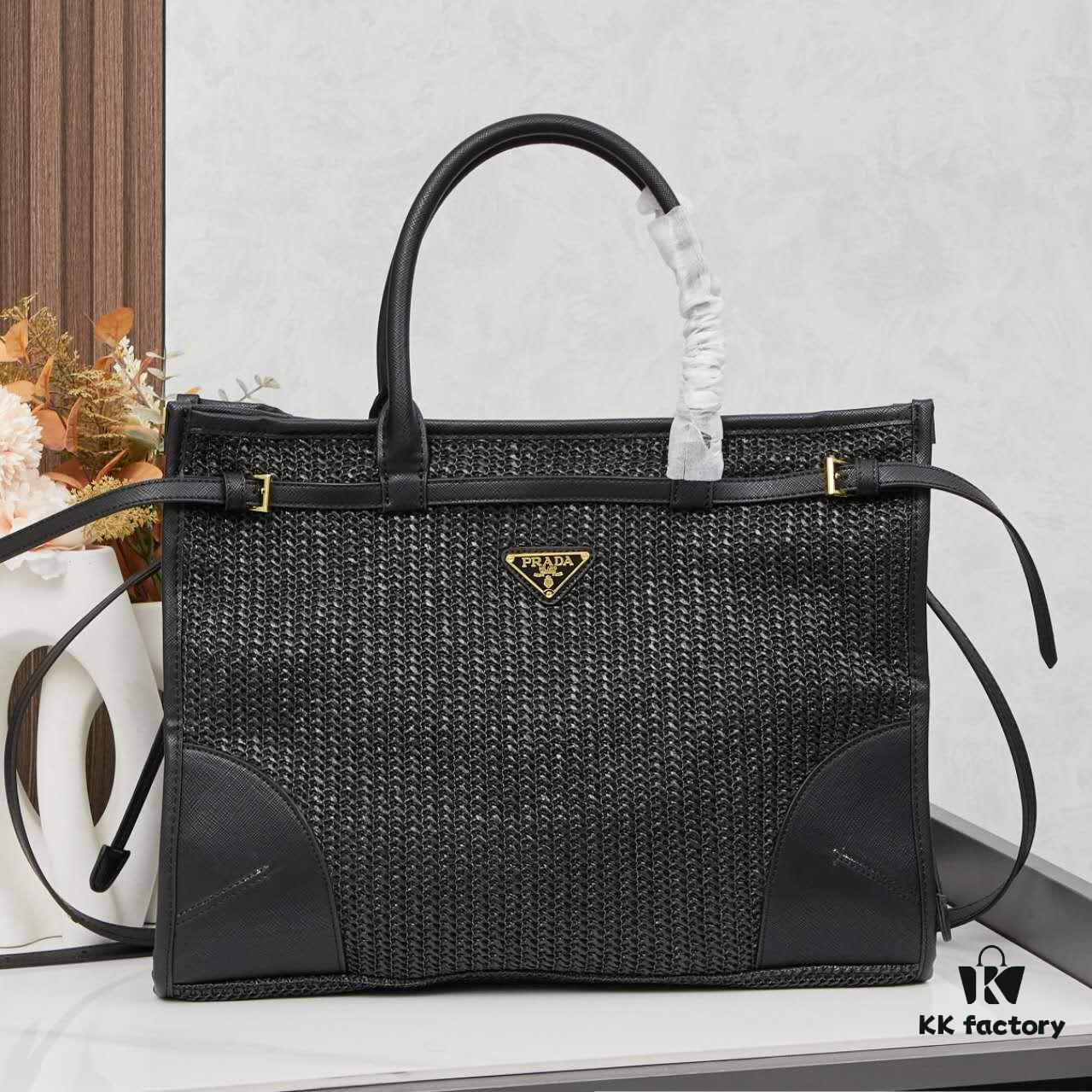 6930b39d6e68136f4d9adb1e Prada Woven Bag, Stylish and Versatile Tote for Daily Commute, Size 38×30×12