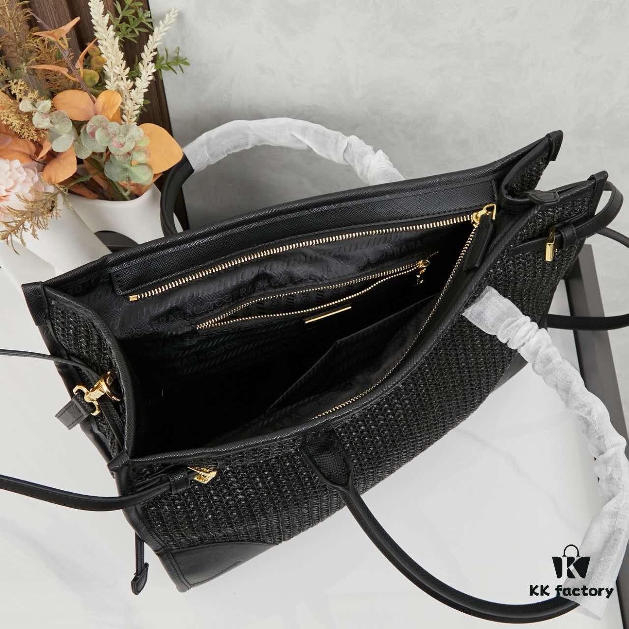 6930b3a26e68136f4d9adb27 Prada Woven Bag, Stylish and Versatile Tote for Daily Commute, Size 38×30×12