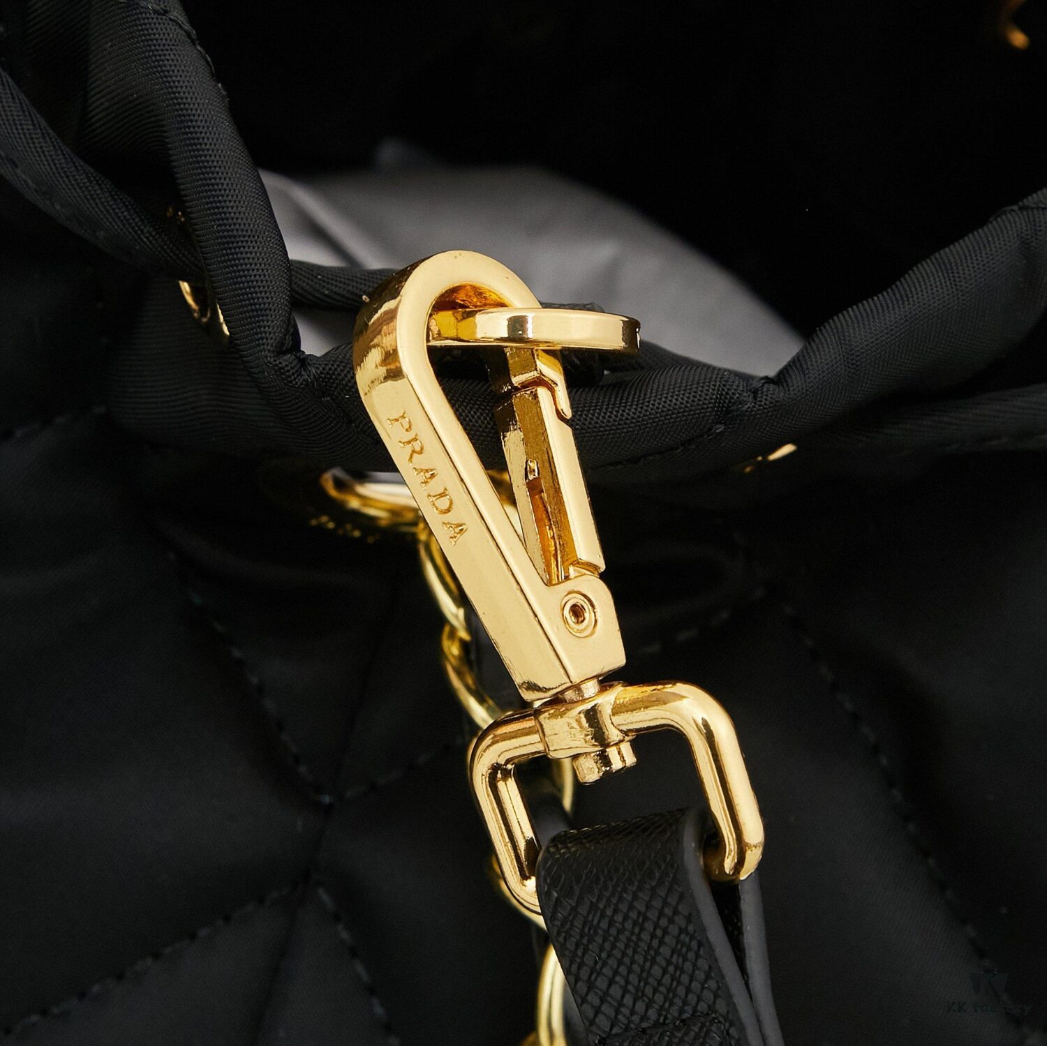 6930b3be6e68136f4d9adb48 PRADA Mini Black and Gold Bucket Bag 🧚 So Elegant~