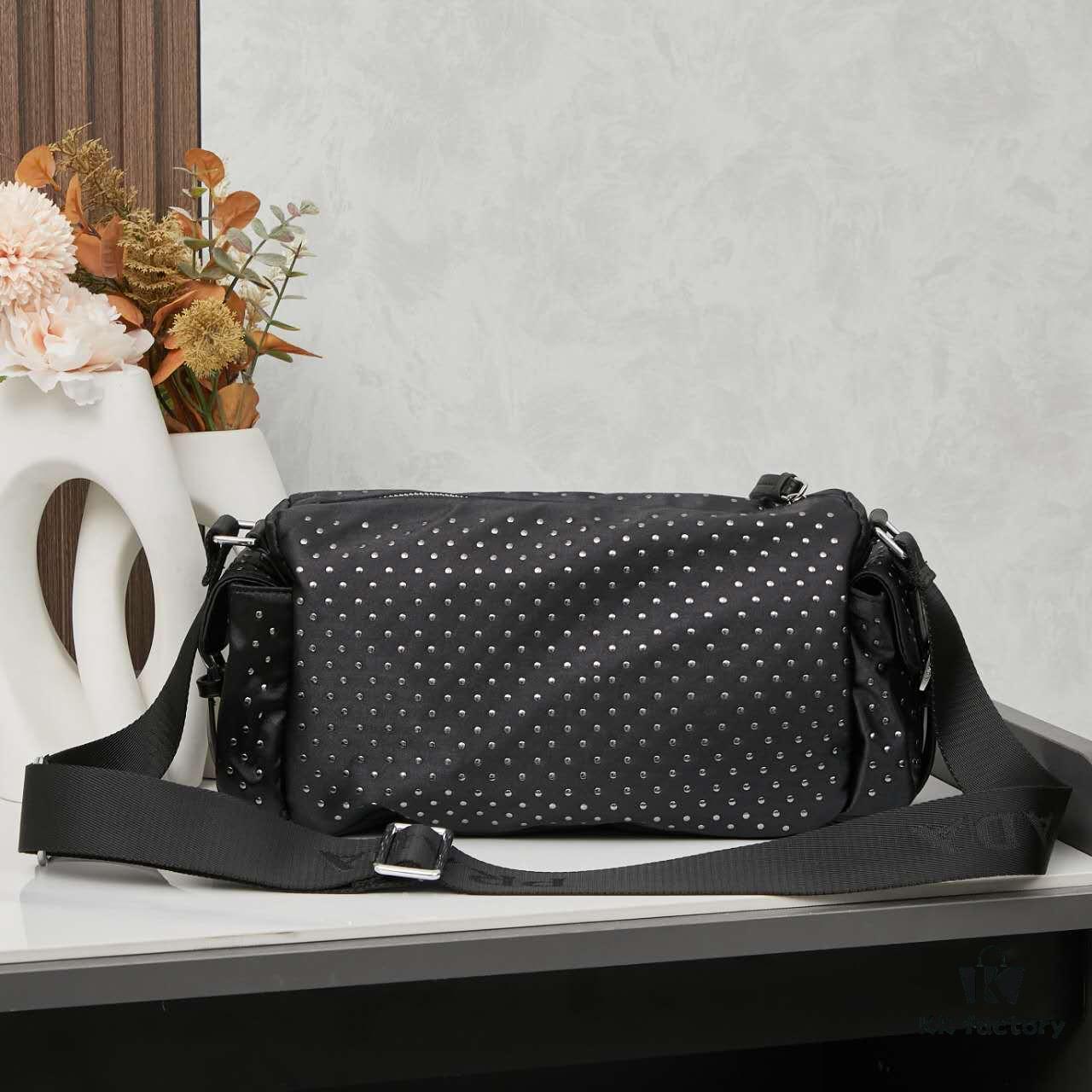 6930b41d6e68136f4d9adbcb Prada Messenger Bag, Crossbody Shoulder Bag in Nylon with Studs, Size 26x16x10, Model 2508