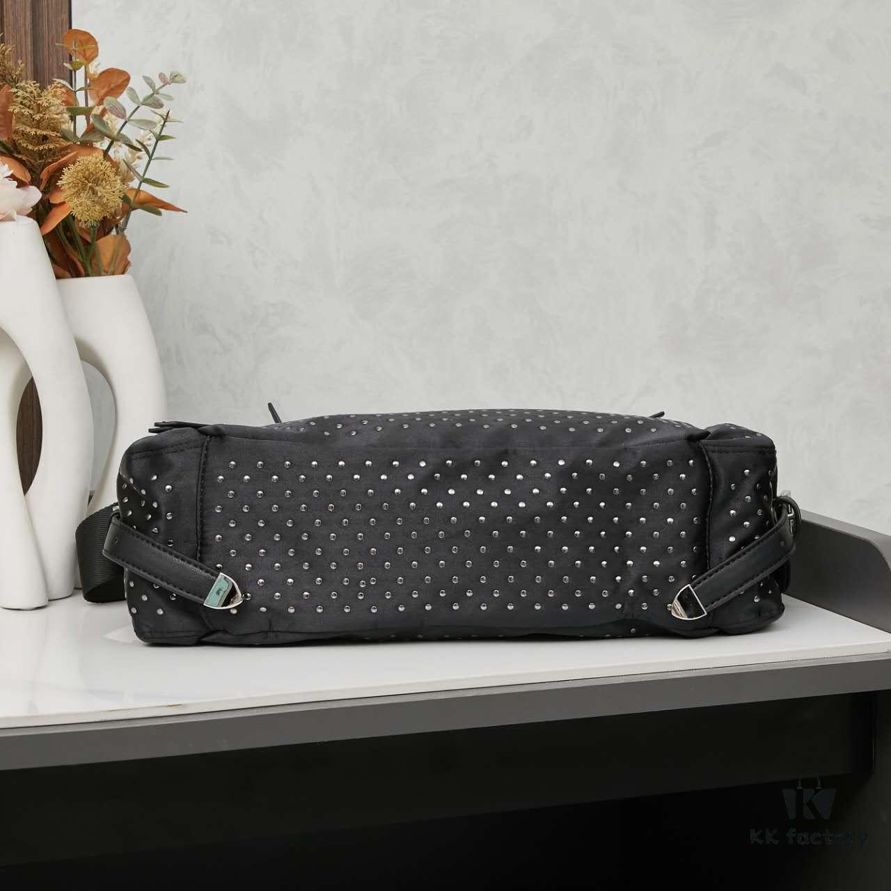 6930b41d6e68136f4d9adbcc Prada Messenger Bag, Crossbody Shoulder Bag in Nylon with Studs, Size 26x16x10, Model 2508