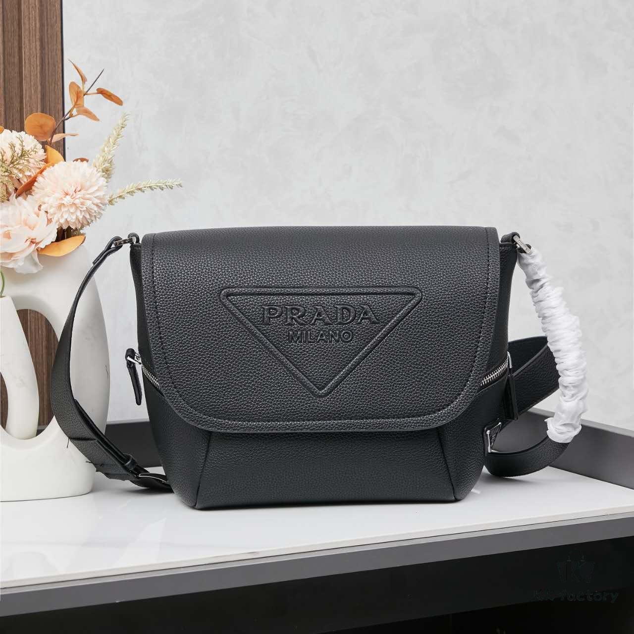 6930b4516e68136f4d9adc31 Prada Men's Crossbody Bag in Black Leather with Quilted Texture