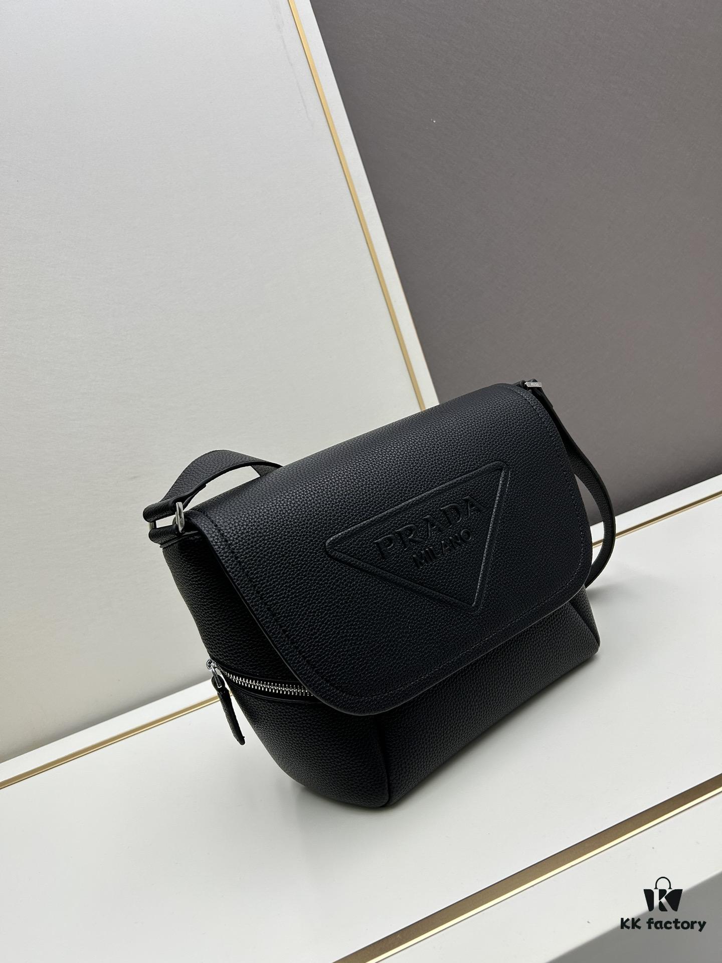 6930b45e6e68136f4d9adc4e Prada Men's Crossbody Bag in Crinkled Calfskin