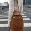 6930b4746e68136f4d9adc78 Vintage Prada Suede Crossbody Bag with Chain – A Timeless 'Baozi' Design, Opens as a Long-Chain Tote