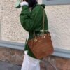6930b47a6e68136f4d9adc81 Vintage Prada Suede Crossbody Bag with Chain – A Timeless 'Baozi' Design, Opens as a Long-Chain Tote