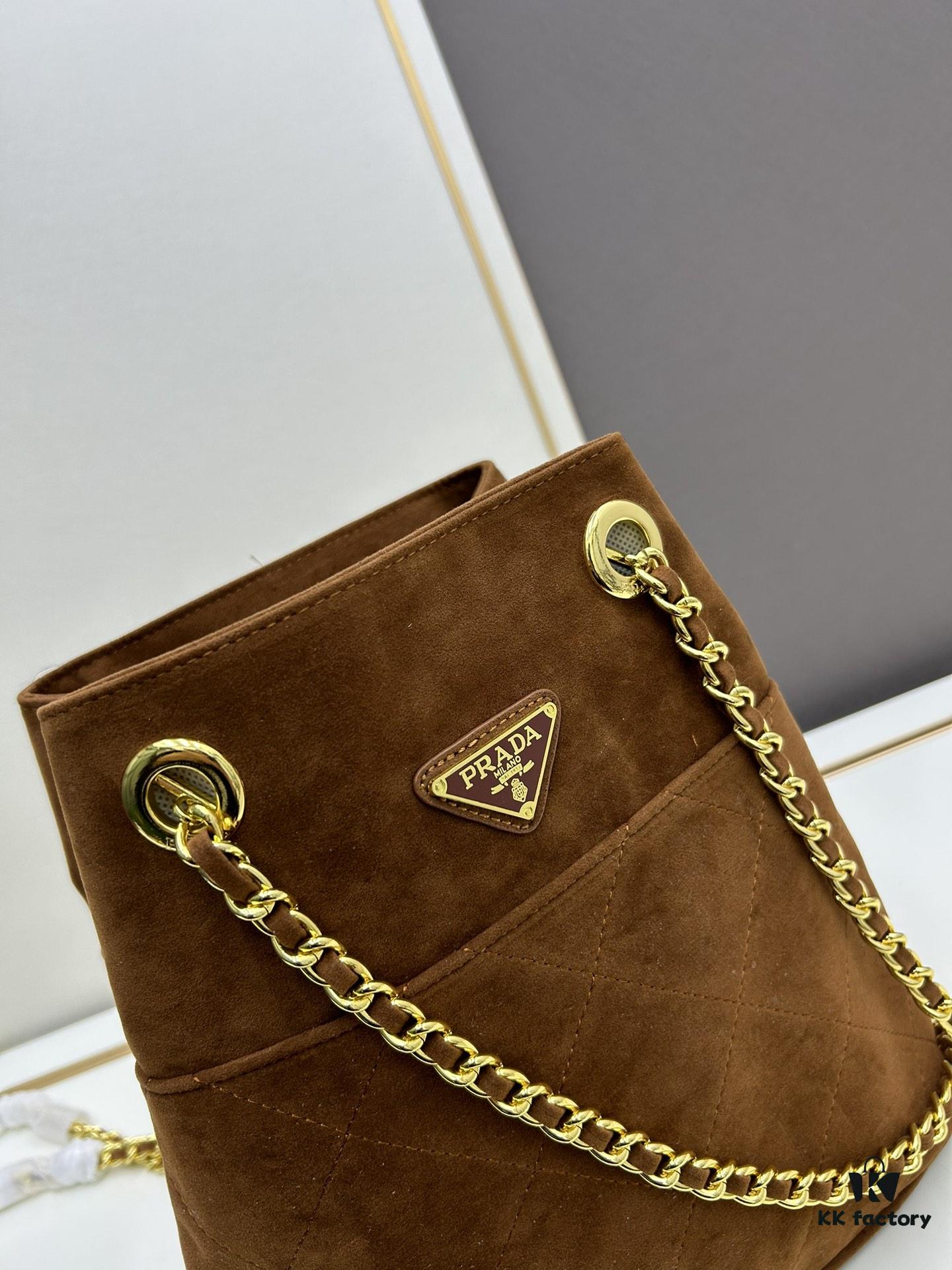 6930b47a6e68136f4d9adc86 Vintage Prada Suede Crossbody Bag with Chain – A Timeless 'Baozi' Design