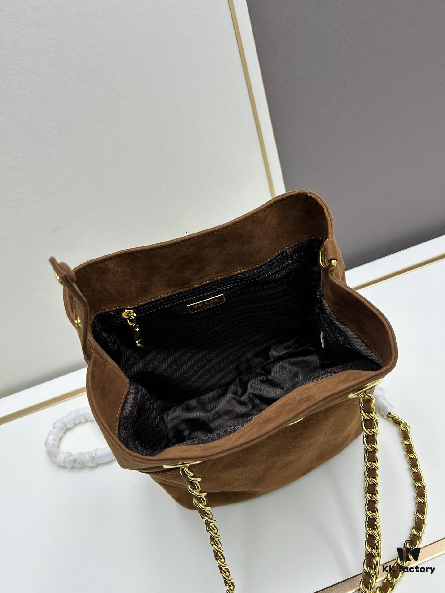 6930b47b6e68136f4d9adc87 Vintage Prada Suede Crossbody Bag with Chain – A Timeless 'Baozi' Design