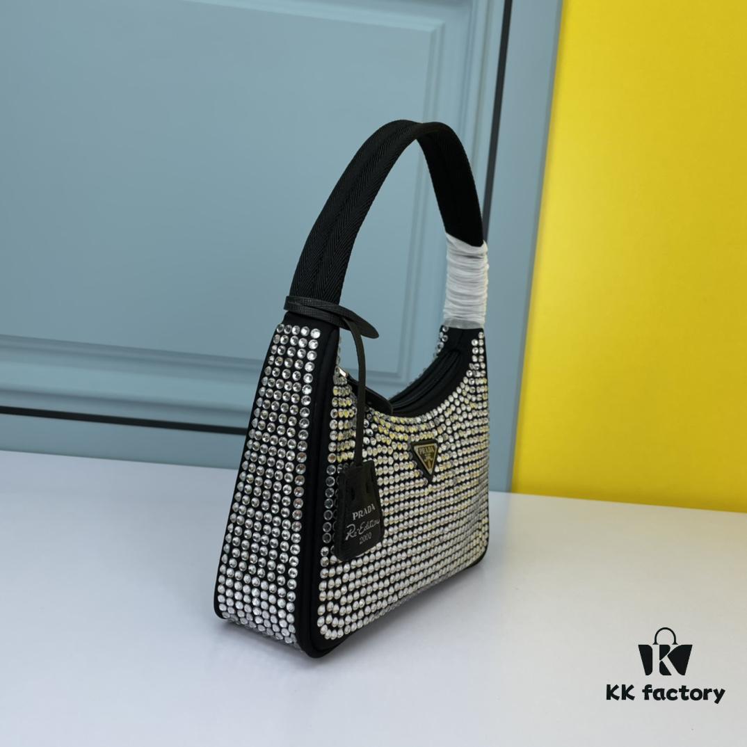 6930b4a96e68136f4d9adcde Prada 2021 New Sparkling Rhinestone Hobo Bag with Box