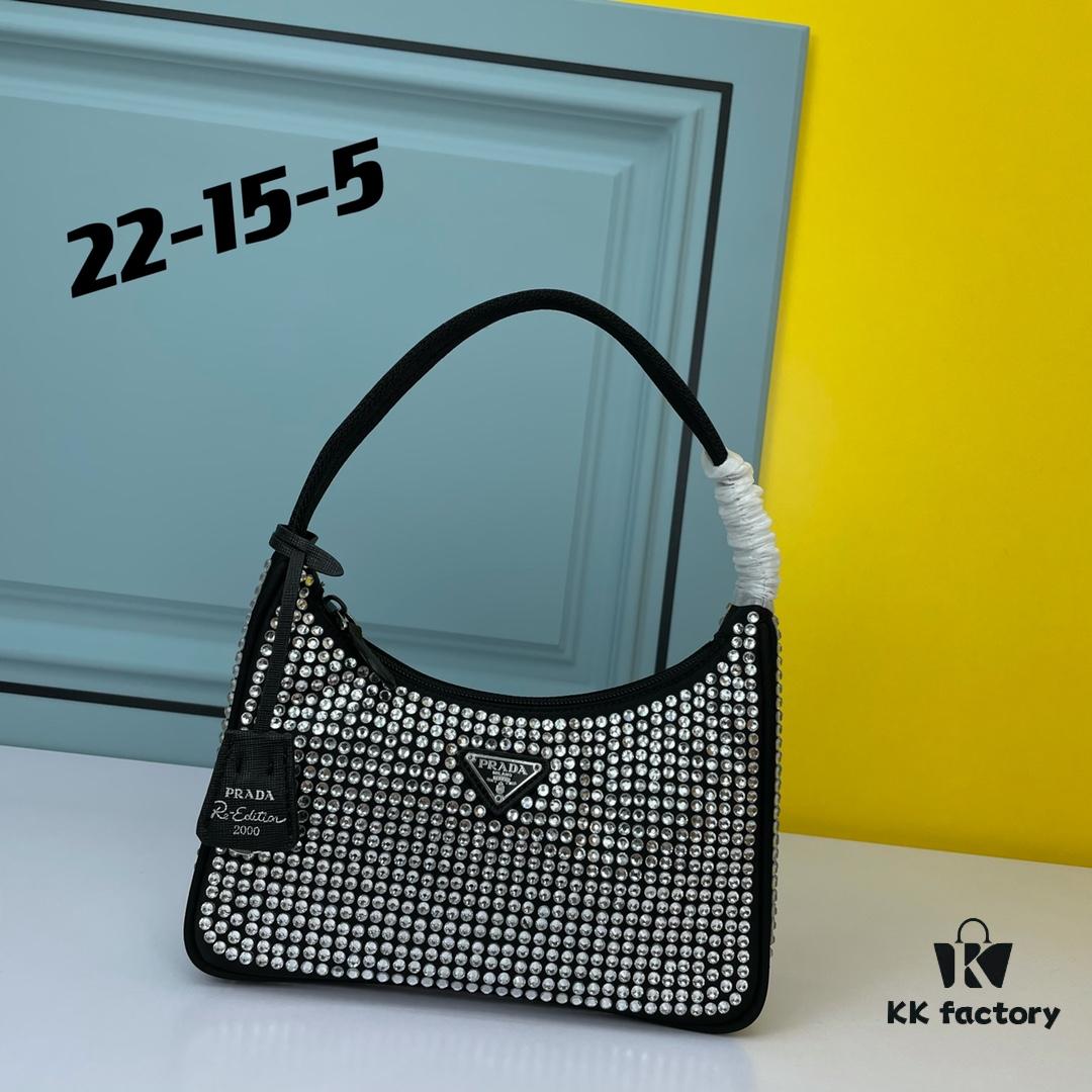 6930b4aa6e68136f4d9adce1 Prada 2021 New Sparkling Rhinestone Hobo Bag with Box
