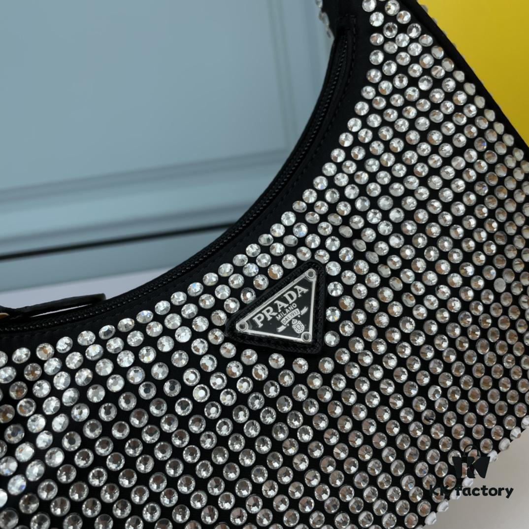 6930b4aa6e68136f4d9adce3 Prada 2021 New Sparkling Rhinestone Hobo Bag with Box
