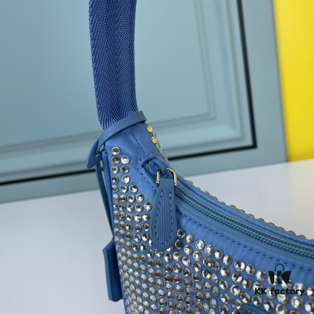 Prada 2021 New Sparkling Rhinestone Hobo Bag with Box