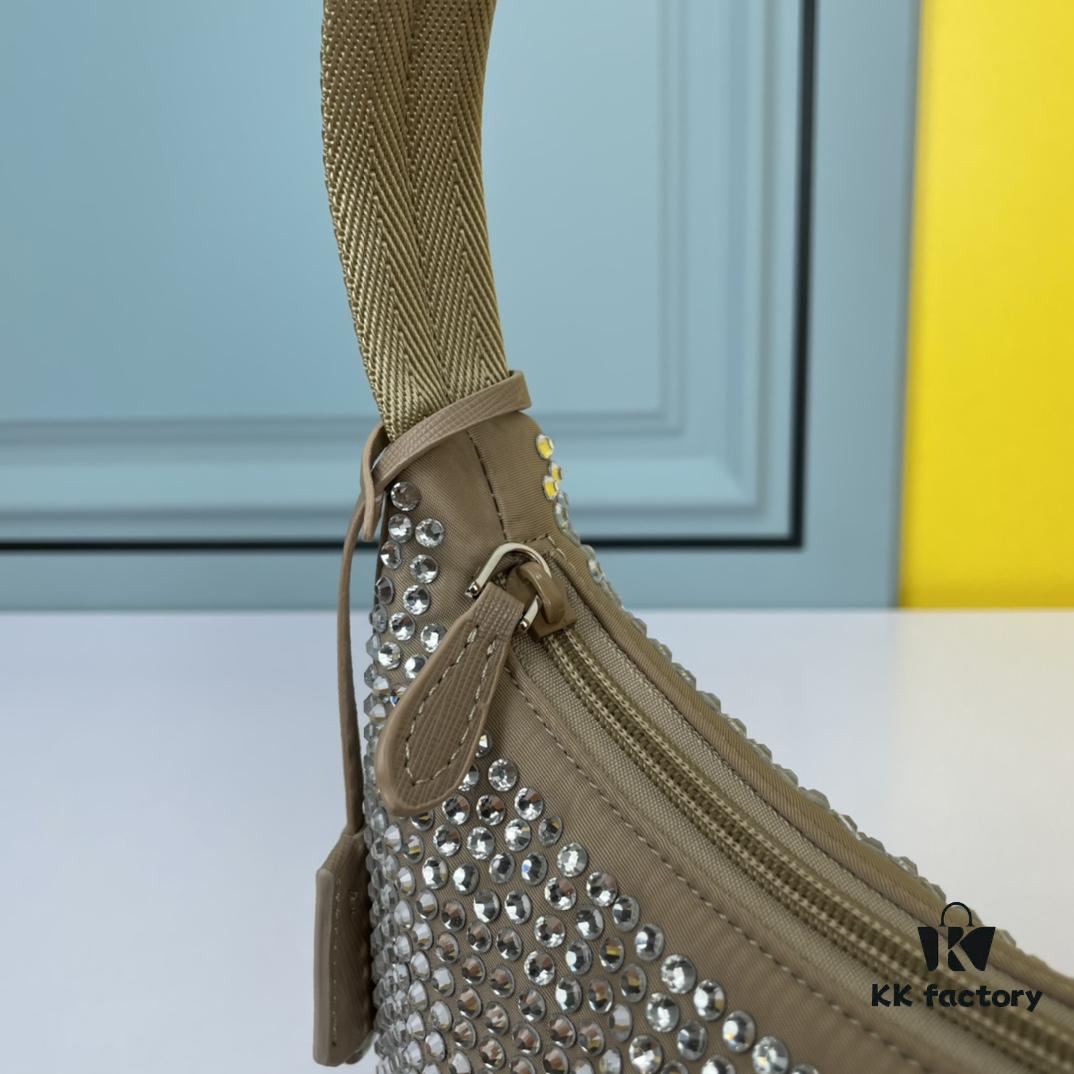 Prada 2021 New Sparkling Rhinestone Hobo Bag with Box
