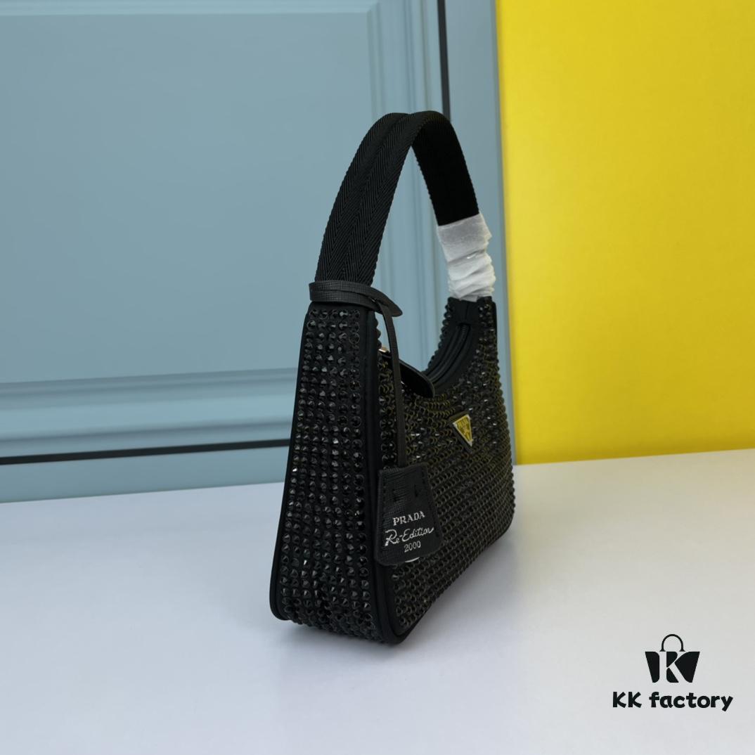Prada 2021 New Sparkling Rhinestone Hobo Bag with Box