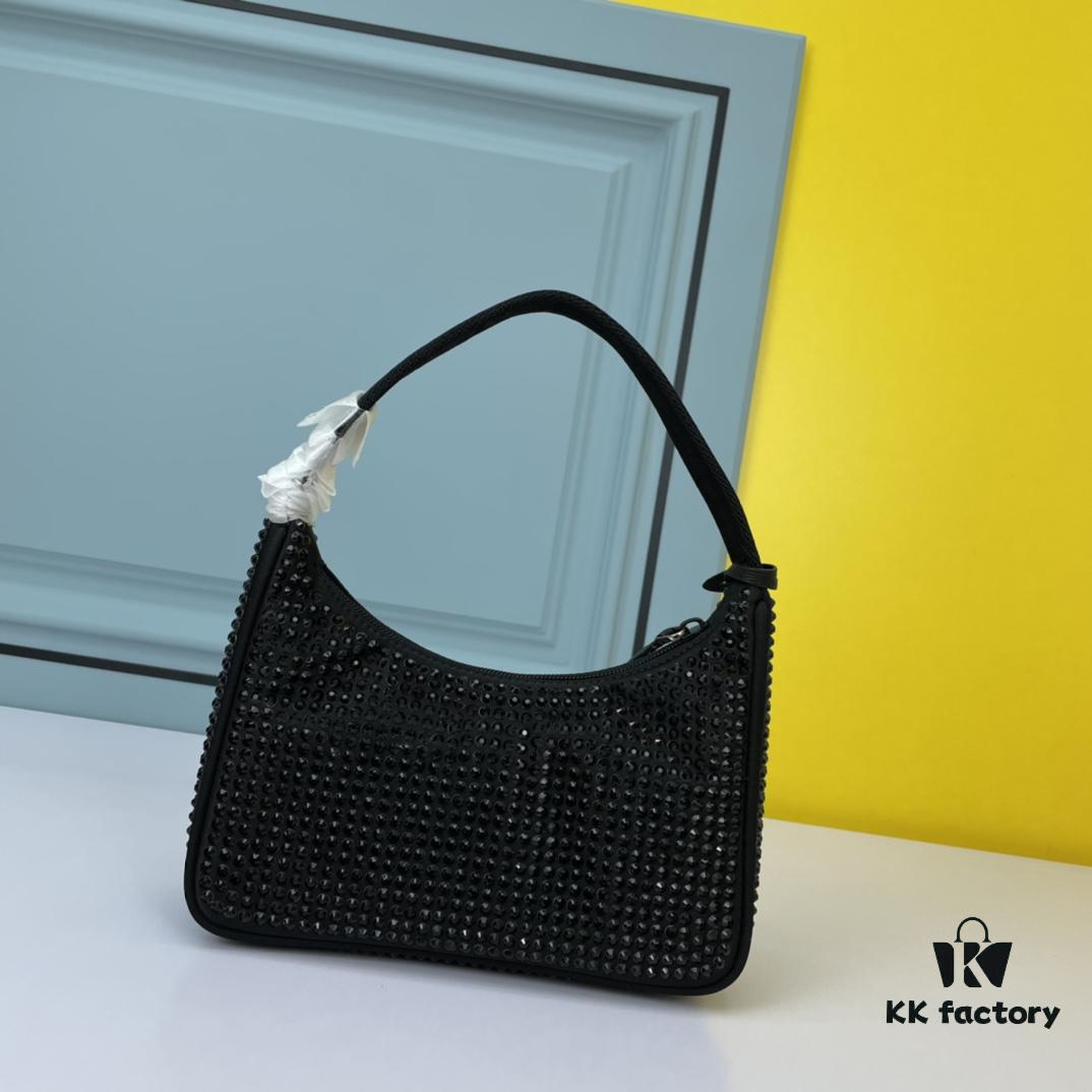 Prada 2021 New Sparkling Rhinestone Hobo Bag with Box