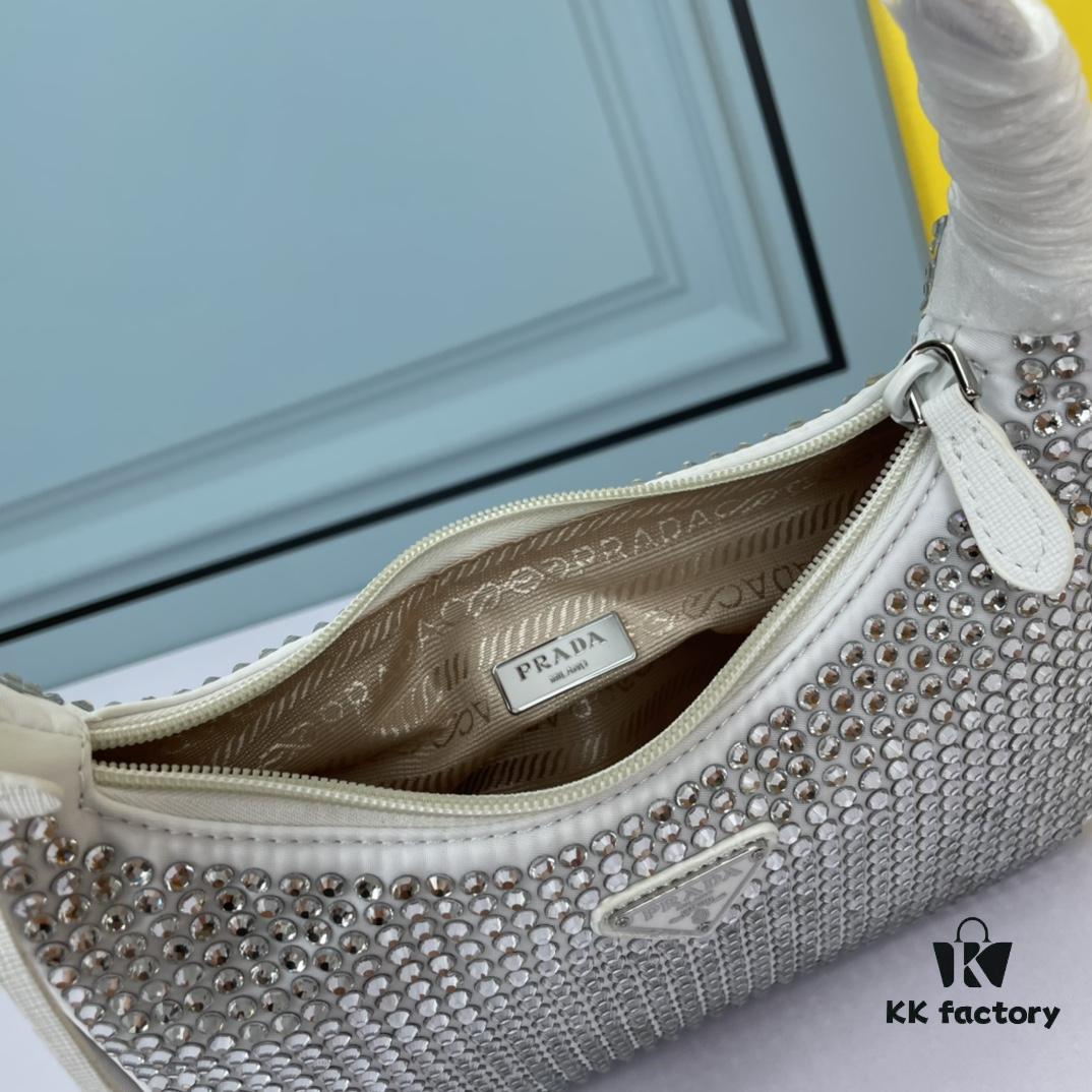 Prada 2021 New Sparkling Rhinestone Hobo Bag with Box