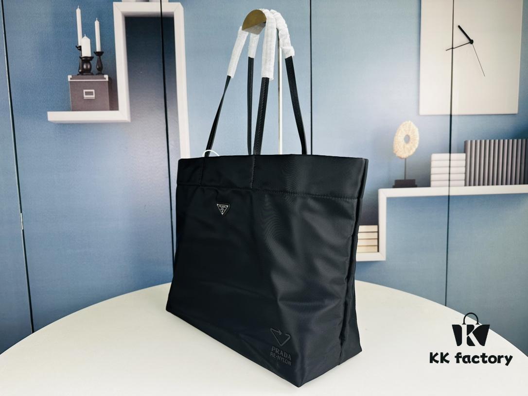 6930b5146e68136f4d9addba Prada Nylon Tote Bag, Black Lightweight Nylon Tote, Spacious 40L Size Fits Large Laptop