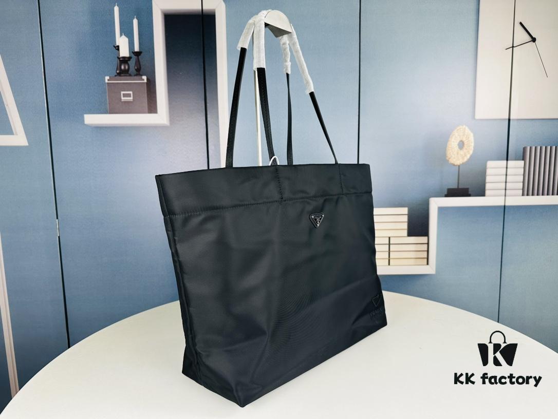 6930b5156e68136f4d9addbb Prada Nylon Tote Bag, Black Lightweight Nylon Tote, Spacious 40L Size Fits Large Laptop
