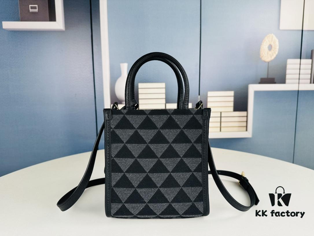 6930b51a6e68136f4d9addc6 New Small Size Prada Embroidered Fabric Tote Bag in Box (with Long Strap)