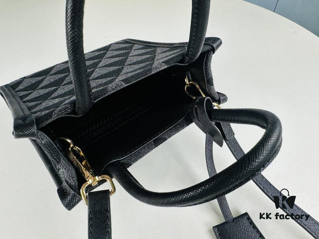 6930b51c6e68136f4d9addcb New Small Size Prada Embroidered Fabric Tote Bag in Box (with Long Strap)