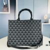 6930b5226e68136f4d9addd9 New Large Size Prada Embroidered Fabric Tote Bag (With Long Shoulder Strap)