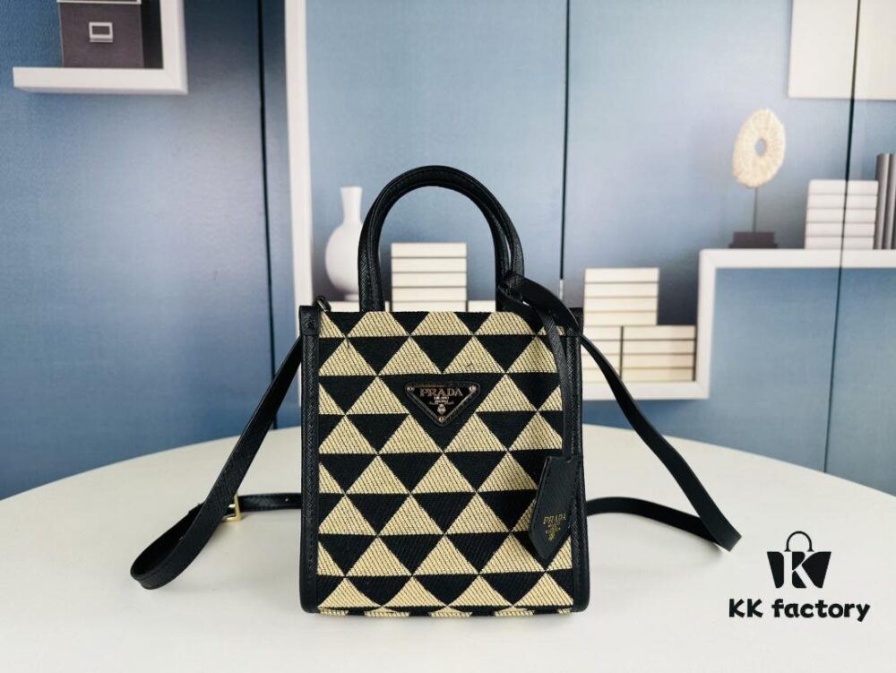 6930b5256e68136f4d9adddd New Small Size Prada Embroidered Fabric Tote Bag in Box (with Long Strap)