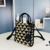 6930b5256e68136f4d9adddf New Small Size Prada Embroidered Fabric Tote Bag in Box (with Long Strap)