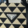 6930b5276e68136f4d9adde4 New Small Size Prada Embroidered Fabric Tote Bag in Box (with Long Strap)