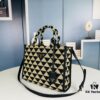 6930b52a6e68136f4d9adde8 New Medium Prada Embroidered Fabric Tote Bag with Long Shoulder Strap