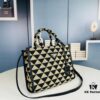 6930b52b6e68136f4d9addea New Medium Prada Embroidered Fabric Tote Bag with Long Shoulder Strap