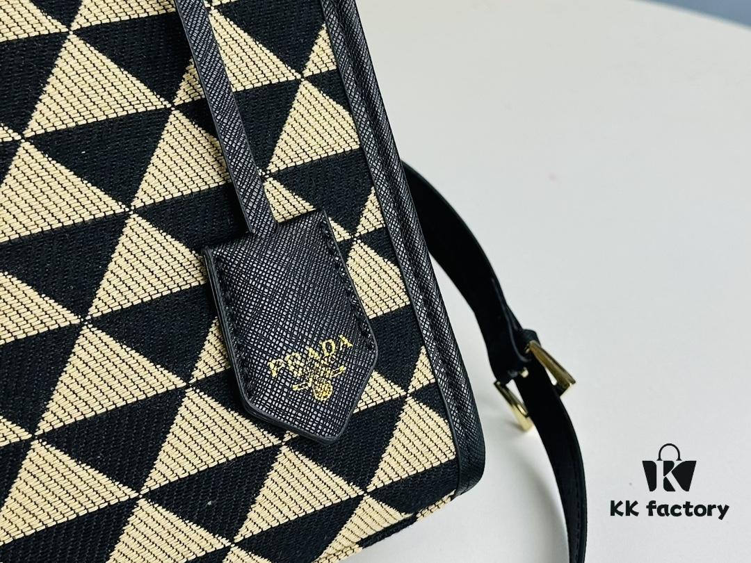 6930b52c6e68136f4d9addec New Medium Prada Embroidered Fabric Tote Bag with Long Shoulder Strap