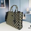 6930b52e6e68136f4d9addf2 New Large Size Prada Embroidered Fabric Tote Bag (Medium Size) with Long Shoulder Strap