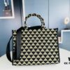 6930b52f6e68136f4d9addf3 New Large Size Prada Embroidered Fabric Tote Bag (Medium Size) with Long Shoulder Strap