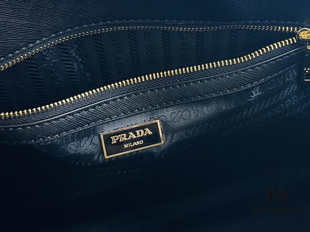6930b5316e68136f4d9addf9 New Large Size Prada Embroidered Fabric Tote Bag (Medium Size) with Long Shoulder Strap