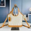 6930b5326e68136f4d9addfa Small Prada New Linen-blend Leather Trim Tote Bag