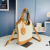 6930b5336e68136f4d9addfc Small Prada New Linen-blend Leather Trim Tote Bag