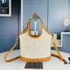 6930b5336e68136f4d9addfd Small Prada New Linen-blend Leather Trim Tote Bag