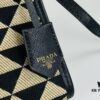 6930b5346e68136f4d9addfe New Small Size Prada Embroidered Fabric Tote Bag in Box (with Long Strap)