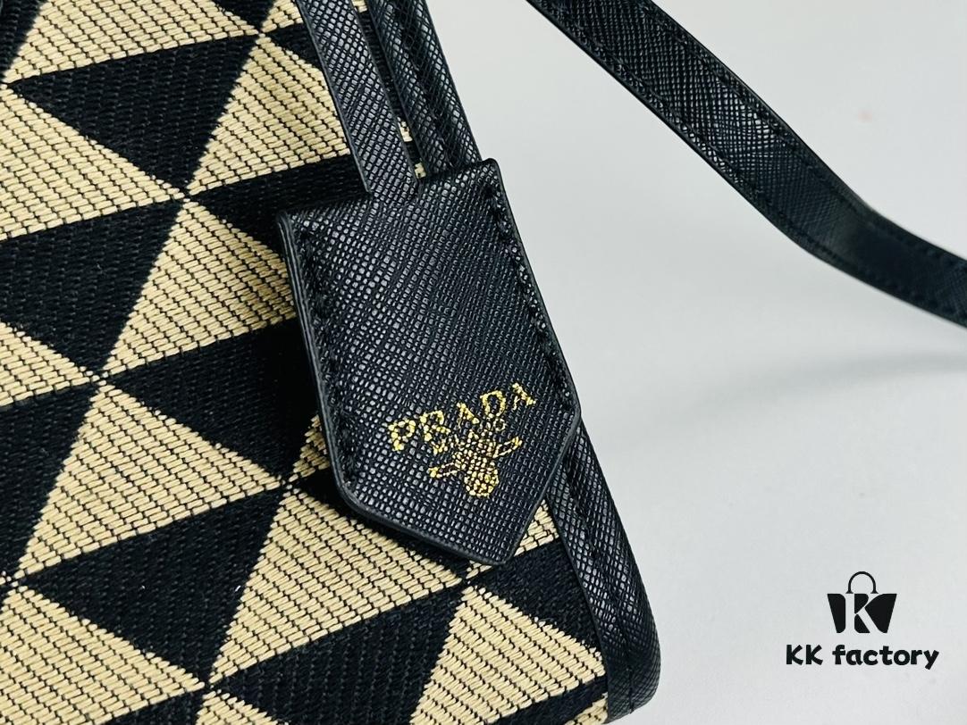 6930b5346e68136f4d9addfe New Small Size Prada Embroidered Fabric Tote Bag in Box (with Long Strap)