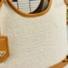 6930b5356e68136f4d9addff Small Prada New Linen-blend Leather Trim Tote Bag